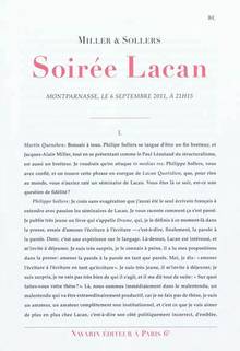 Soirée Lacan : Montparnasse, le 6 septembre 2011, à 21h15