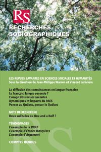 Recherches sociographiques. Vol. 59 No. 3, Septembre-Décembre 2018