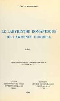 Le labyrinthe romanesque de Lawrence Durrell (1)